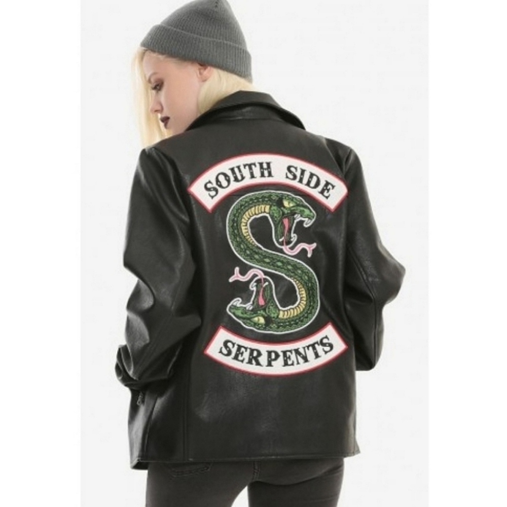 JUGHEAD RIVERDALE SOUTHSIDE SERPENTS MEN WOMEN BIKER Faux Leather Medium - Picture 1 of 14